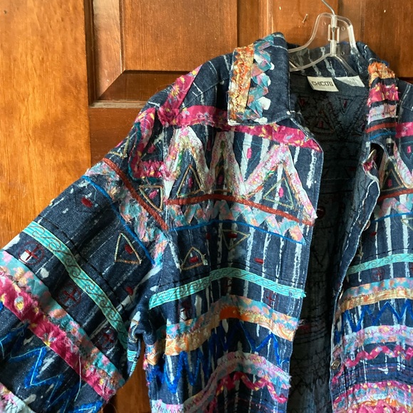 Multicolored denim button down shirt size 2 - Picture 3 of 3